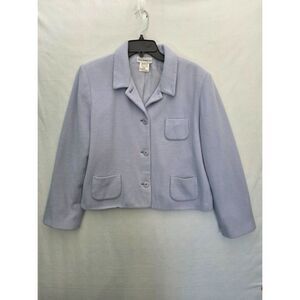 Harve Benard Sport Wool Cashmere Cropped Jacket Women 16 Pastel Powder Blue Coat